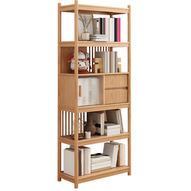 Armoire en verre brune / naturel, armoire moderne en bois massif du milieu du siècle