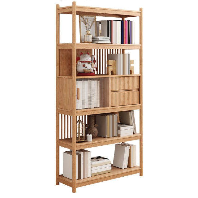 Armoire en verre brune / naturel, armoire moderne en bois massif du milieu du siècle