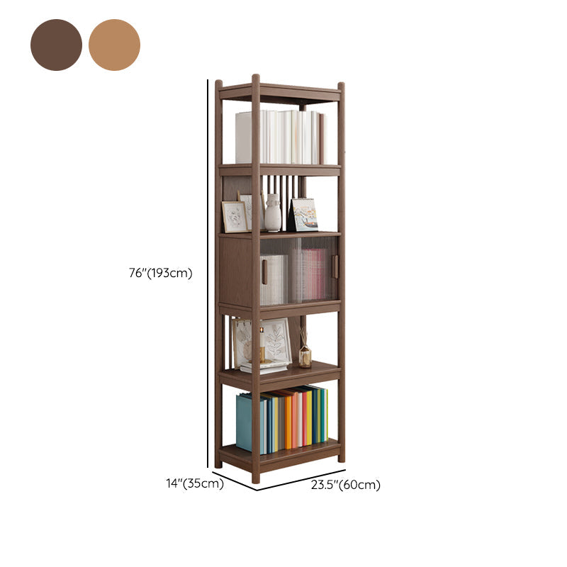 Armoire en verre brune / naturel, armoire moderne en bois massif du milieu du siècle