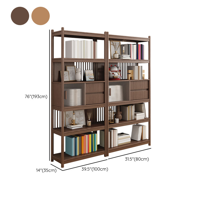 Bruin/natuurlijk glazen kabinet, massief houten midden-eeuwse moderne kast