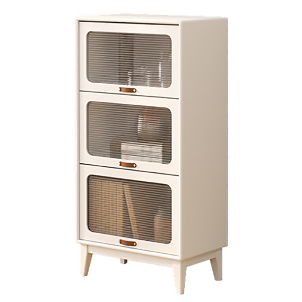 Wood Accent Cabinet, Glass Doors Storage Cabinet - Solid Wood 23.6"L x 13.8"W x 46.5"H White Clearhalo 'Cabinets & Chests' 'cabinets_chests' 'furn' 'furn_cabinets_chests' 'Furniture' 'Living Room Furniture' 7172365