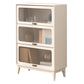 Wood Accent Cabinet, Glass Doors Storage Cabinet - Solid Wood 31.5"L x 13.8"W x 46.5"H White Clearhalo 'Cabinets & Chests' 'cabinets_chests' 'furn' 'furn_cabinets_chests' 'Furniture' 'Living Room Furniture' 7172367