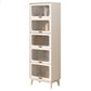 Wood Accent Cabinet, Glass Doors Storage Cabinet - Solid Wood 23.6"L x 13.8"W x 70.9"H White Clearhalo 'Cabinets & Chests' 'cabinets_chests' 'furn' 'furn_cabinets_chests' 'Furniture' 'Living Room Furniture' 7172369