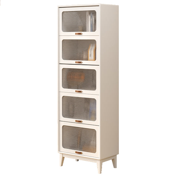 Wood Accent Cabinet, Glass Doors Storage Cabinet - Solid Wood 23.6"L x 13.8"W x 70.9"H White Clearhalo 'Cabinets & Chests' 'cabinets_chests' 'furn' 'furn_cabinets_chests' 'Furniture' 'Living Room Furniture' 7172369