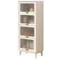 Wood Accent Cabinet, Glass Doors Storage Cabinet - Solid Wood 23.6"L x 13.8"W x 59.1"H White Clearhalo 'Cabinets & Chests' 'cabinets_chests' 'furn' 'furn_cabinets_chests' 'Furniture' 'Living Room Furniture' 7172374