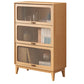 Wood Accent Cabinet, Glass Doors Storage Cabinet - Solid Wood 31.5"L x 13.8"W x 46.5"H Natural Clearhalo 'Cabinets & Chests' 'cabinets_chests' 'furn' 'furn_cabinets_chests' 'Furniture' 'Living Room Furniture' 7172388