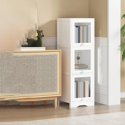 Modern Rectangle Accent Cabinet Rectangle Wood Cabinet with Doors 12"L x 12"W x 41"H Clearhalo 'Cabinets & Chests' 'cabinets_chests' 'furn' 'furn_cabinets_chests' 'Furniture' 'Living Room Furniture' 7172466