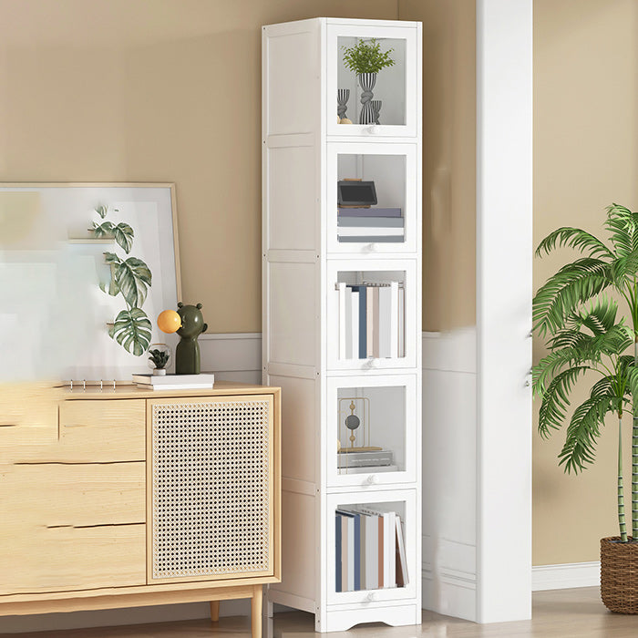 Modern Rectangle Accent Cabinet Rectangle Wood Cabinet with Doors 12"L x 12"W x 67"H Clearhalo 'Cabinets & Chests' 'cabinets_chests' 'furn' 'furn_cabinets_chests' 'Furniture' 'Living Room Furniture' 7172473
