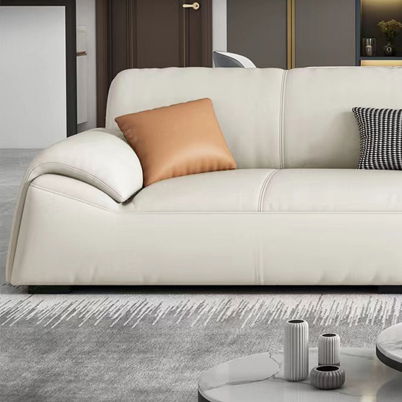 Glam Leather Sofa with Bolster Pillows Seating for Living Room Clearhalo 'furn' 'furn_sofas' 'Furniture' 'Living Room Furniture' 'Sofa' 'sofas' 7172540