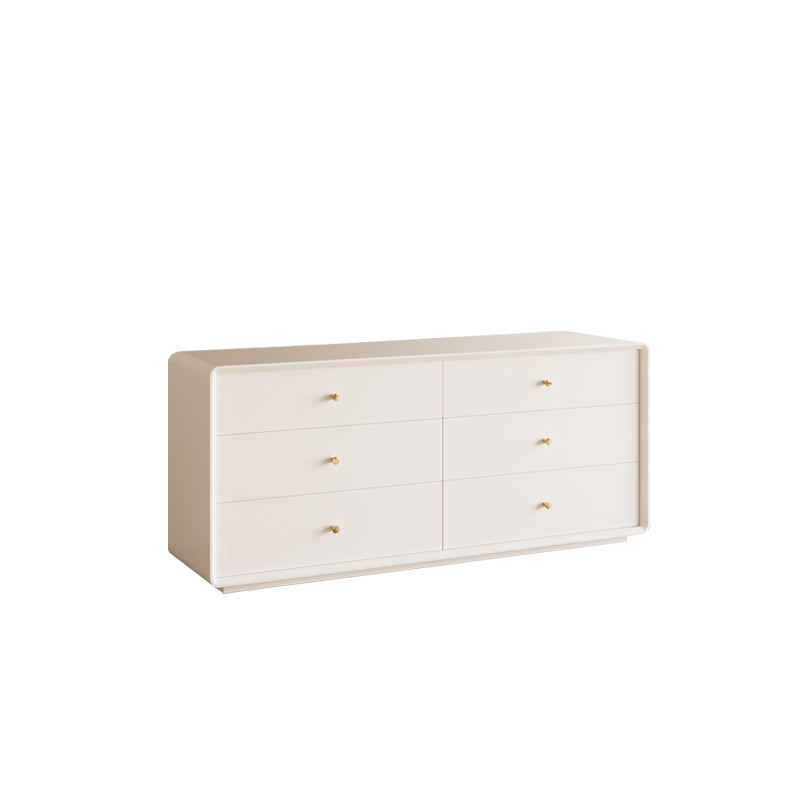 Modern Standard Storage Cabinet White Wood Side Cabinet with Drawers 63"L x 16"W x 27.5"H Ivory Clearhalo 'Cabinets & Chests' 'cabinets_chests' 'furn' 'furn_cabinets_chests' 'Furniture' 'Living Room Furniture' 7172560