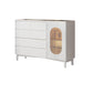 1-Door and 6-Drawer Chest Rubberwood 47.2" Wide Cabinet with Rattan Accent White Glass Clearhalo 'Cabinets & Chests' 'cabinets_chests' 'furn' 'furn_cabinets_chests' 'Furniture' 'Living Room Furniture' 7172641