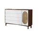 1-Door and 6-Drawer Chest Rubberwood 47.2" Wide Cabinet with Rattan Accent Walnut White Wicker & Rattan Clearhalo 'Cabinets & Chests' 'cabinets_chests' 'furn' 'furn_cabinets_chests' 'Furniture' 'Living Room Furniture' 7172645