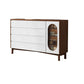 1-Door and 6-Drawer Chest Rubberwood 47.2" Wide Cabinet with Rattan Accent Walnut White Glass Clearhalo 'Cabinets & Chests' 'cabinets_chests' 'furn' 'furn_cabinets_chests' 'Furniture' 'Living Room Furniture' 7172650