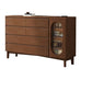 1-Door and 6-Drawer Chest Rubberwood 47.2" Wide Cabinet with Rattan Accent Walnut Glass Clearhalo 'Cabinets & Chests' 'cabinets_chests' 'furn' 'furn_cabinets_chests' 'Furniture' 'Living Room Furniture' 7172652