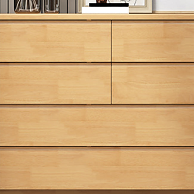 1-Door and 6-Drawer Chest Rubberwood 47.2" Wide Cabinet with Rattan Accent Clearhalo 'Cabinets & Chests' 'cabinets_chests' 'furn' 'furn_cabinets_chests' 'Furniture' 'Living Room Furniture' 7172653