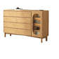1-Door and 6-Drawer Chest Rubberwood 47.2" Wide Cabinet with Rattan Accent Natural Glass Clearhalo 'Cabinets & Chests' 'cabinets_chests' 'furn' 'furn_cabinets_chests' 'Furniture' 'Living Room Furniture' 7172654