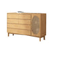 1-Door and 6-Drawer Chest Rubberwood 47.2" Wide Cabinet with Rattan Accent Natural Wicker & Rattan Clearhalo 'Cabinets & Chests' 'cabinets_chests' 'furn' 'furn_cabinets_chests' 'Furniture' 'Living Room Furniture' 7172658