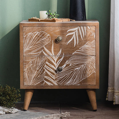 Solid Wood Side Cabinet Stain Resistant Distressed Wood Accent Cabinet