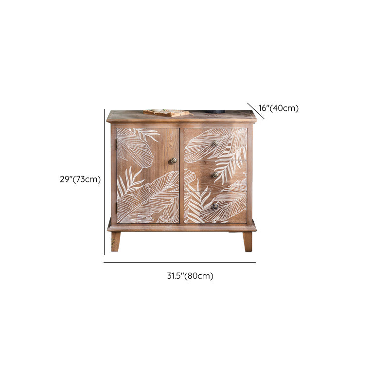 Solid Wood Side Cabinet Stain Resistant Distressed Wood Accent Cabinet