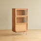 Cofre de acento de madera maciza natural 49.2 "Gabinete de almacenamiento de vidrio de vidrio alto