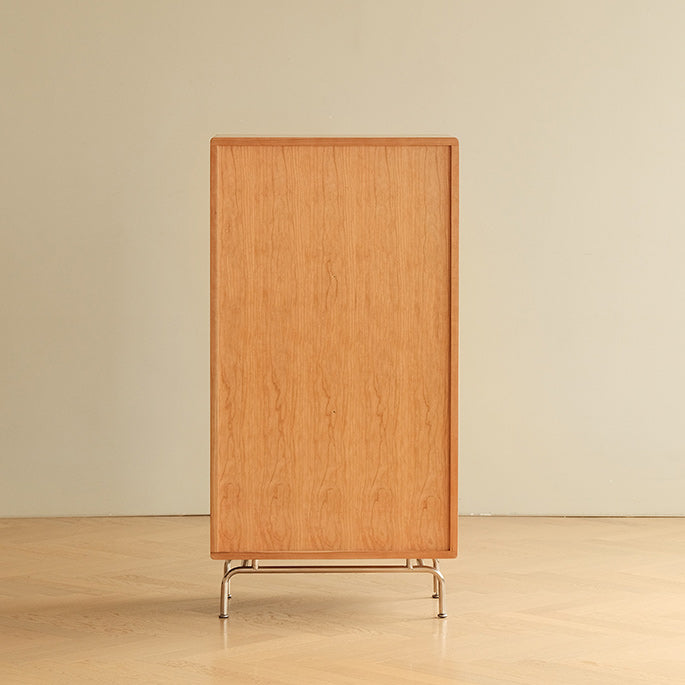 Cofre de acento de madera maciza natural 49.2 "Gabinete de almacenamiento de vidrio de vidrio alto