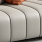 Modernistic Sofa Faux Leather Tufted Off-White Convertible Sofa for Living Room