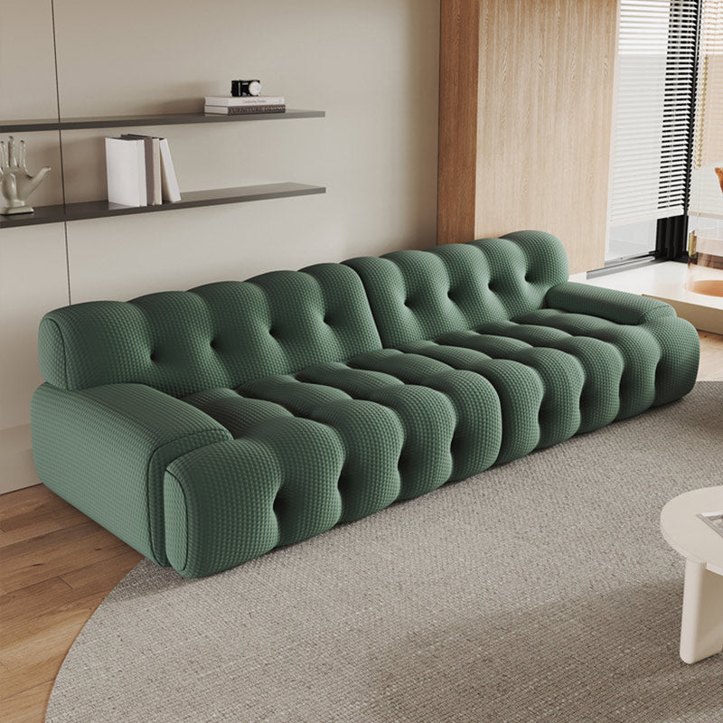 Modernistic Biscuit Back Sofa Tuxedo Arm Loveseat for Bonus Room