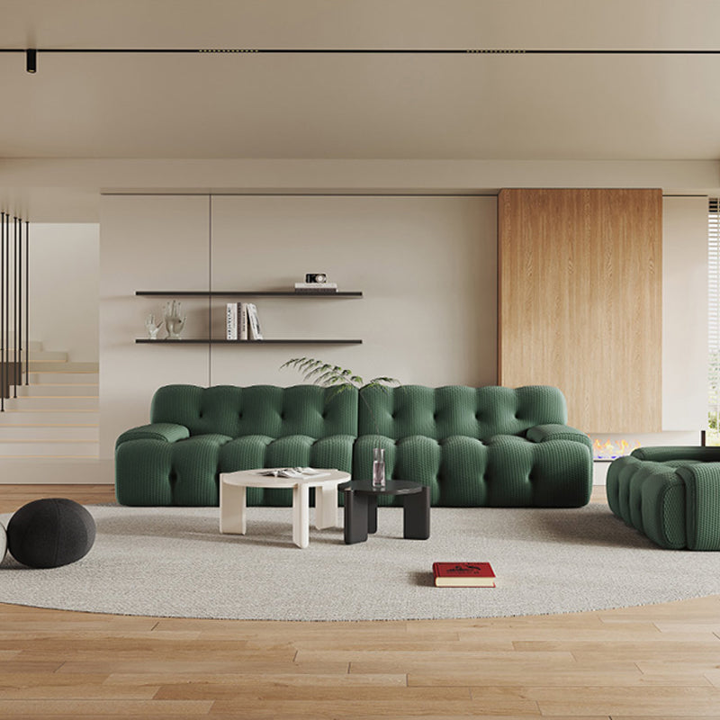 Modernistic Biscuit Back Sofa Tuxedo Arm Loveseat for Bonus Room