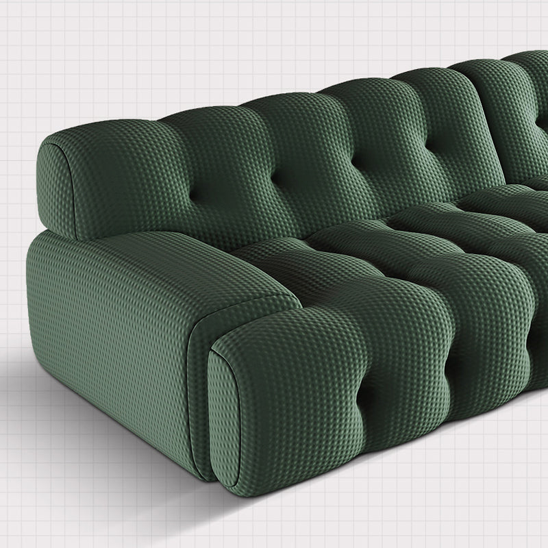 Modernistic Biscuit Back Sofa Tuxedo Arm Loveseat for Bonus Room
