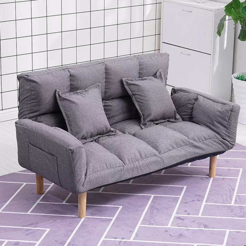 Modernistic Living Room Cotton Blend Sofa Biscuit Back Seating 46"L x 18"W x 26"H Grey Cotton and Linen Clearhalo 'furn' 'furn_sofas' 'Furniture' 'Living Room Furniture' 'Sofa' 'sofas' 7172931