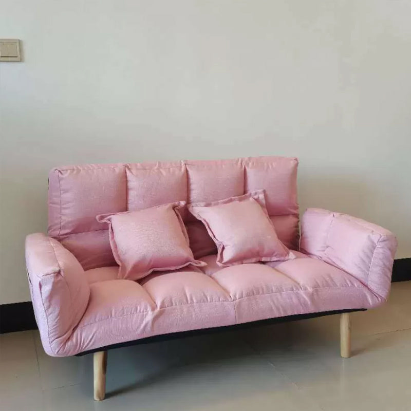 Modernistic Living Room Cotton Blend Sofa Biscuit Back Seating 46"L x 18"W x 26"H Pink Cotton and Linen Clearhalo 'furn' 'furn_sofas' 'Furniture' 'Living Room Furniture' 'Sofa' 'sofas' 7172936