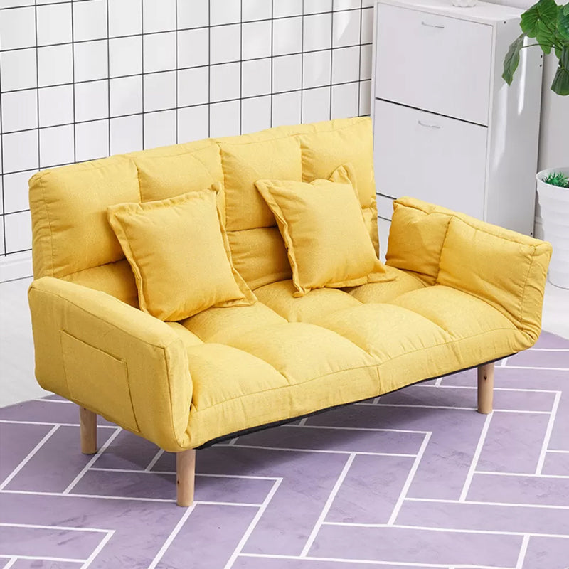 Modernistic Living Room Cotton Blend Sofa Biscuit Back Seating 46"L x 18"W x 26"H Yellow Cotton and Linen Clearhalo 'furn' 'furn_sofas' 'Furniture' 'Living Room Furniture' 'Sofa' 'sofas' 7172938