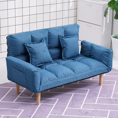 Modernistic Living Room Cotton Blend Sofa Biscuit Back Seating 46"L x 18"W x 26"H Dark Blue Cotton and Linen Clearhalo 'furn' 'furn_sofas' 'Furniture' 'Living Room Furniture' 'Sofa' 'sofas' 7172942