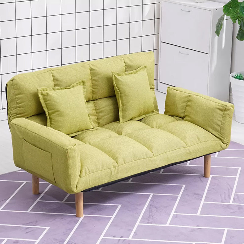Modernistic Living Room Cotton Blend Sofa Biscuit Back Seating 46"L x 18"W x 26"H Fruit Green Cotton and Linen Clearhalo 'furn' 'furn_sofas' 'Furniture' 'Living Room Furniture' 'Sofa' 'sofas' 7172945
