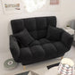 Modernistic Living Room Cotton Blend Sofa Biscuit Back Seating 50"L x 22"W x 31"H Black Cotton and Linen Clearhalo 'furn' 'furn_sofas' 'Furniture' 'Living Room Furniture' 'Sofa' 'sofas' 7172949