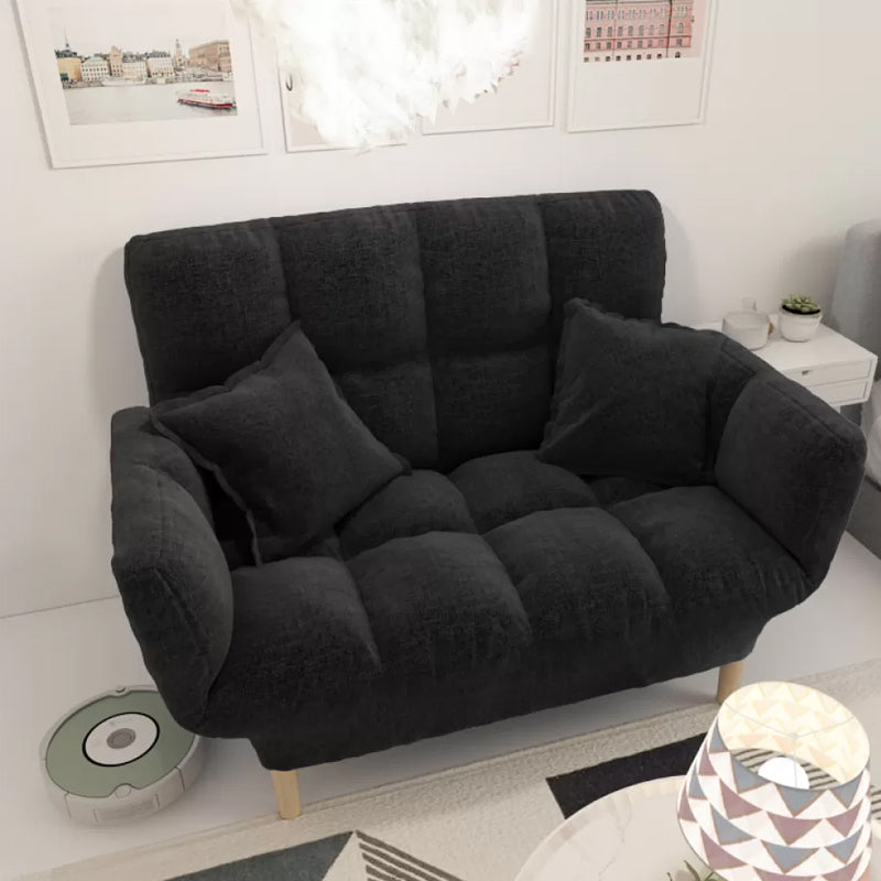 Modernistic Living Room Cotton Blend Sofa Biscuit Back Seating 50"L x 22"W x 31"H Black Cotton and Linen Clearhalo 'furn' 'furn_sofas' 'Furniture' 'Living Room Furniture' 'Sofa' 'sofas' 7172949