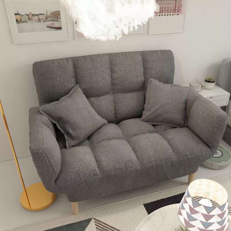 Modernistic Living Room Cotton Blend Sofa Biscuit Back Seating 50"L x 22"W x 31"H Grey Cotton and Linen Clearhalo 'furn' 'furn_sofas' 'Furniture' 'Living Room Furniture' 'Sofa' 'sofas' 7172952
