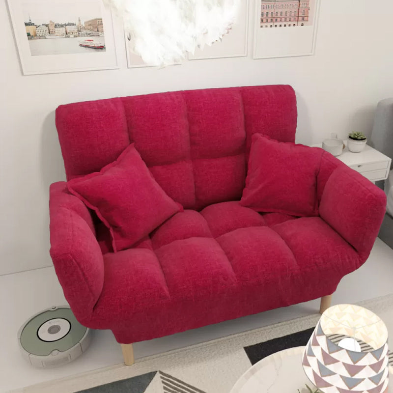 Modernistic Living Room Cotton Blend Sofa Biscuit Back Seating 50"L x 22"W x 31"H Red Cotton and Linen Clearhalo 'furn' 'furn_sofas' 'Furniture' 'Living Room Furniture' 'Sofa' 'sofas' 7172953