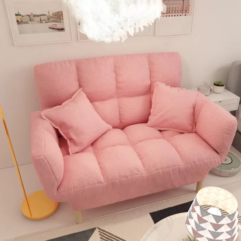 Modernistic Living Room Cotton Blend Sofa Biscuit Back Seating 50"L x 22"W x 31"H Pink Cotton and Linen Clearhalo 'furn' 'furn_sofas' 'Furniture' 'Living Room Furniture' 'Sofa' 'sofas' 7172955