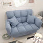 Modernistic Living Room Cotton Blend Sofa Biscuit Back Seating 50"L x 22"W x 31"H Airy Blue Cotton and Linen Clearhalo 'furn' 'furn_sofas' 'Furniture' 'Living Room Furniture' 'Sofa' 'sofas' 7172961