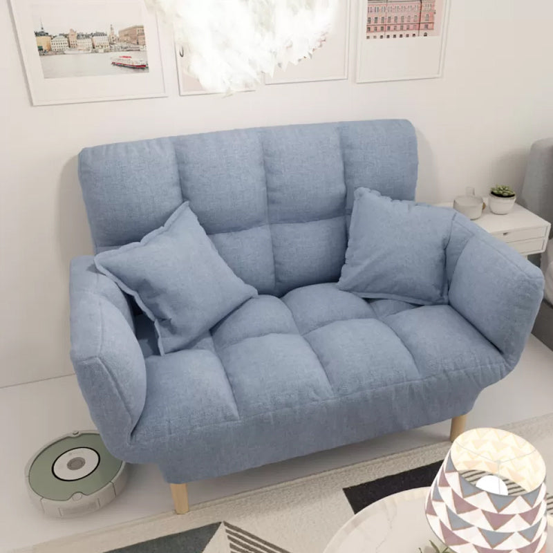Modernistic Living Room Cotton Blend Sofa Biscuit Back Seating 50"L x 22"W x 31"H Airy Blue Cotton and Linen Clearhalo 'furn' 'furn_sofas' 'Furniture' 'Living Room Furniture' 'Sofa' 'sofas' 7172961