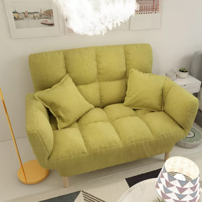 Modernistic Living Room Cotton Blend Sofa Biscuit Back Seating 50"L x 22"W x 31"H Fruit Green Cotton and Linen Clearhalo 'furn' 'furn_sofas' 'Furniture' 'Living Room Furniture' 'Sofa' 'sofas' 7172962