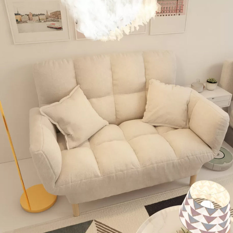 Modernistic Living Room Cotton Blend Sofa Biscuit Back Seating 50"L x 22"W x 31"H Off-White Cotton and Linen Clearhalo 'furn' 'furn_sofas' 'Furniture' 'Living Room Furniture' 'Sofa' 'sofas' 7172963