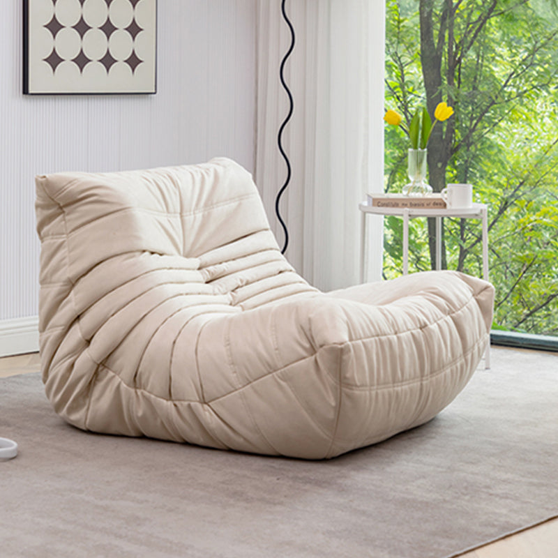 Modernistic Tufted Cushions Armless Living Room Standard Seating Off-White Suede Clearhalo 'furn' 'furn_sofas' 'Furniture' 'Living Room Furniture' 'Sofa' 'sofas' 7172971