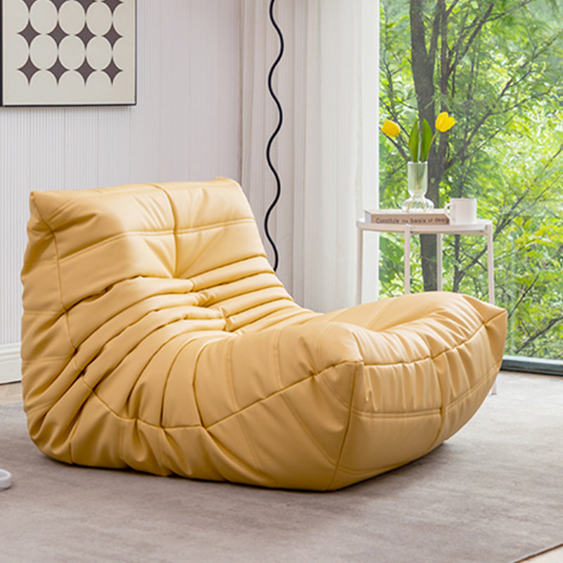 Modernistic Tufted Cushions Armless Living Room Standard Seating Yellow Microfiber Leather Clearhalo 'furn' 'furn_sofas' 'Furniture' 'Living Room Furniture' 'Sofa' 'sofas' 7172977