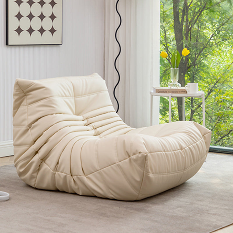 Modernistic Tufted Cushions Armless Living Room Standard Seating Off-White Microfiber Leather Clearhalo 'furn' 'furn_sofas' 'Furniture' 'Living Room Furniture' 'Sofa' 'sofas' 7172984