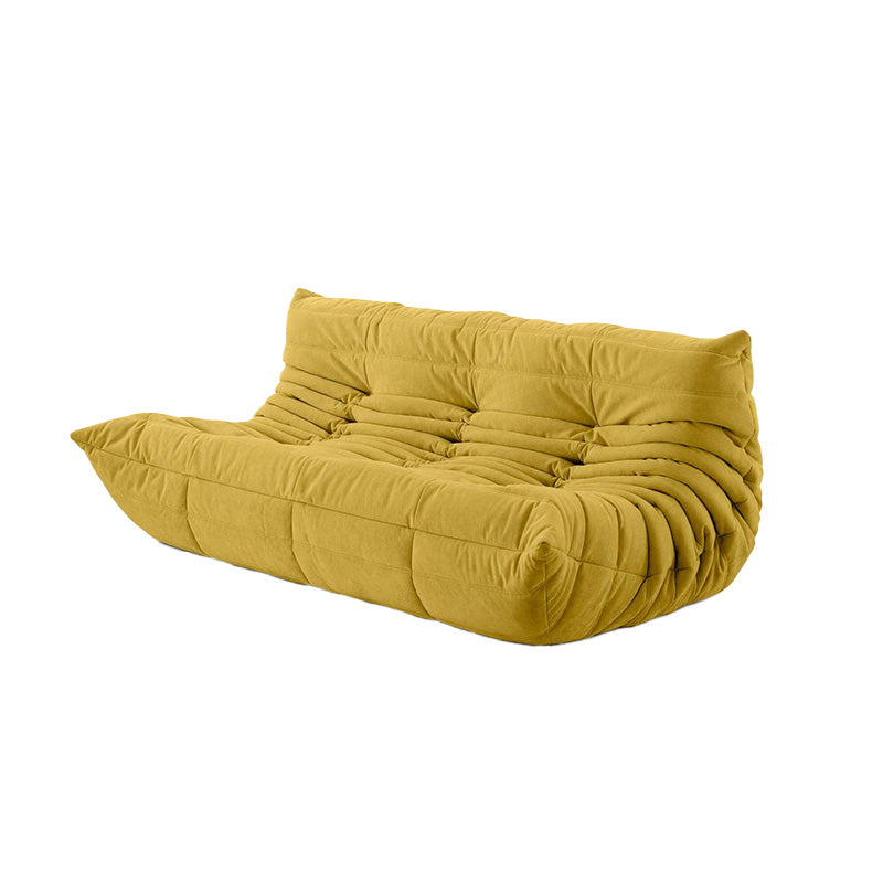 Contemporary Tufted Cushions Armless Living Room Standard Seating 67"L x 41"W x 27"H Yellow Suede Clearhalo 'furn' 'furn_sofas' 'Furniture' 'Living Room Furniture' 'Sofa' 'sofas' 7173070