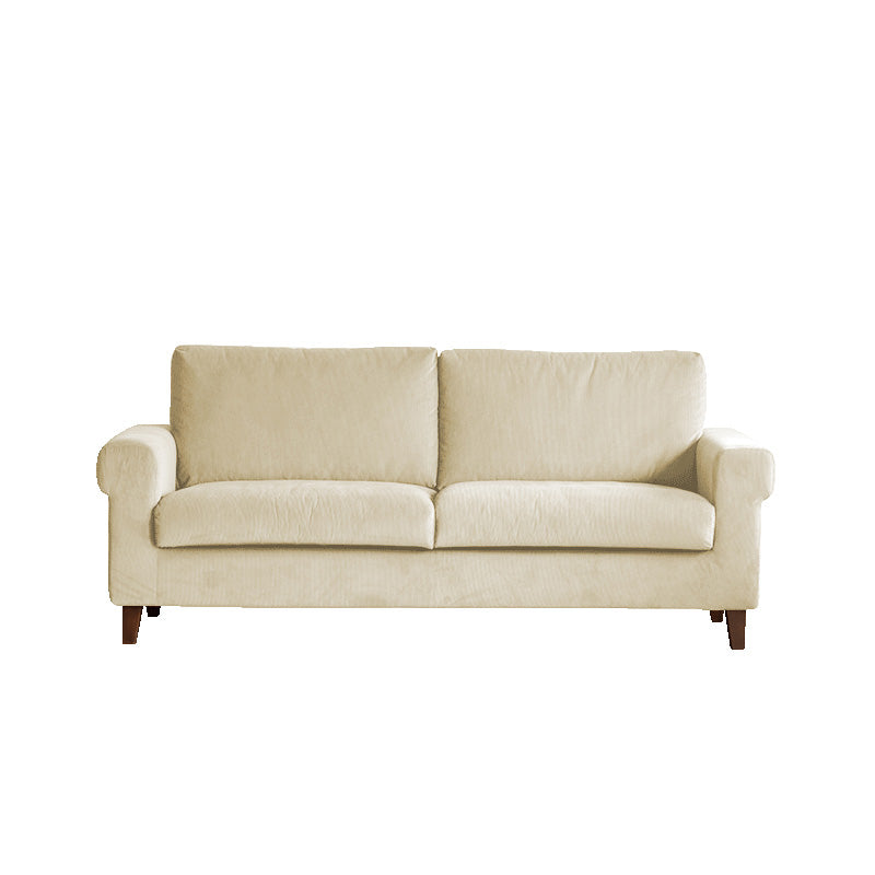 Modernistic Fabric Loveseat with Pillows and Cushion Modern Sofa for Room White Flannel Clearhalo 'furn' 'furn_sofas' 'Furniture' 'Living Room Furniture' 'Sofa' 'sofas' 7173103