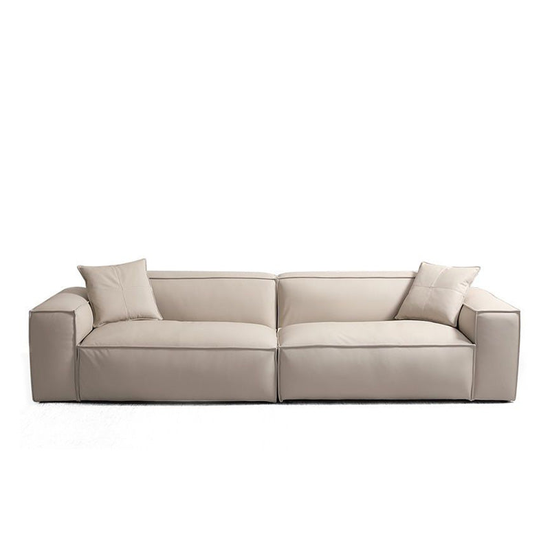 Ultra-Modern Genuine Sofa with Pillow Back and Square Arm in Wood Genuine Leather Clearhalo 'furn' 'furn_sofas' 'Furniture' 'Living Room Furniture' 'Sofa' 'sofas' 7173152
