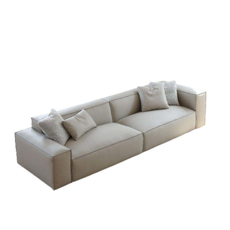 37" Wide Contemporary Sofa Leather Square Arm Standard Seating
